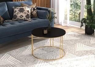 Kavos staliukas ADRK Furniture Noel, 55x55cm, juodas/aukso kaina ir informacija | Kavos staliukai | pigu.lt