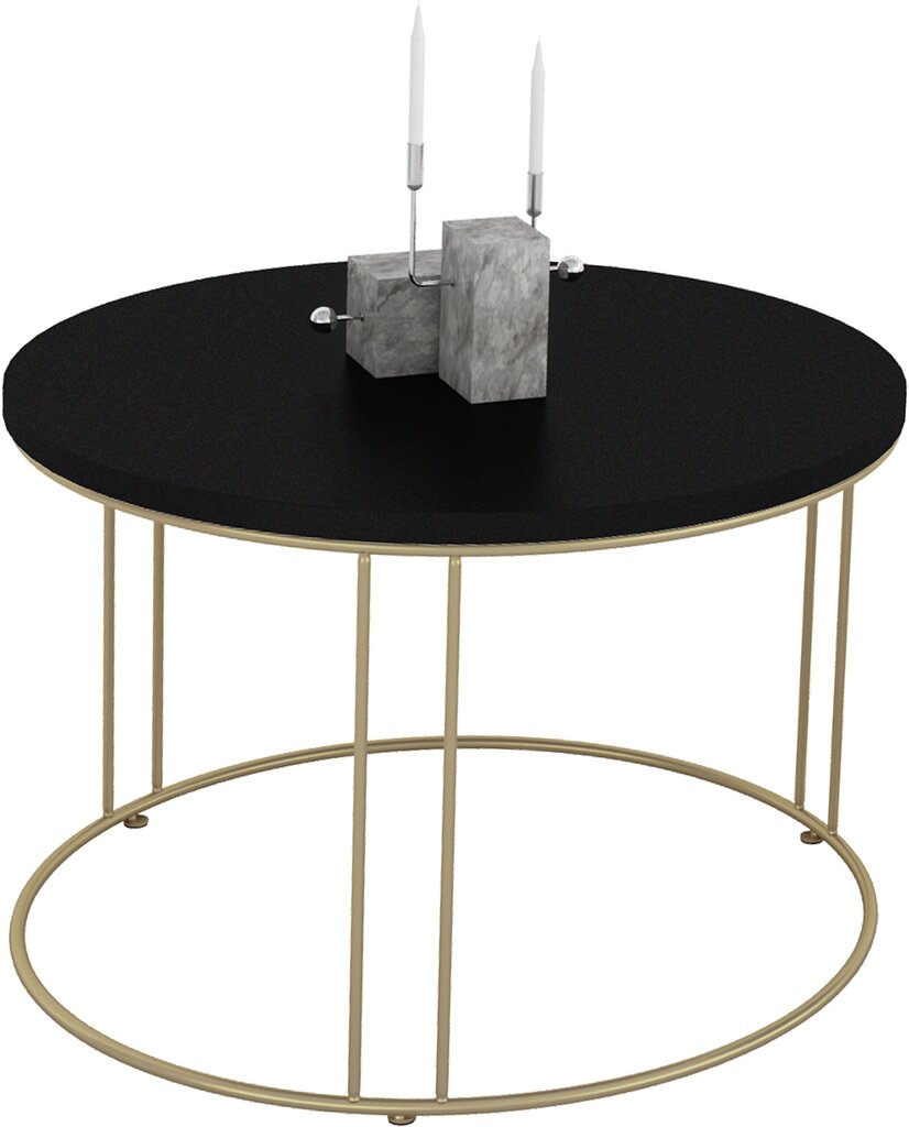 Kavos staliukas ADRK Furniture Noel, 55x55cm, juodas/aukso kaina ir informacija | Kavos staliukai | pigu.lt
