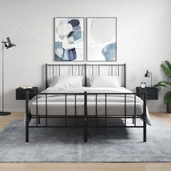 2-jų spintelių prie lovos komplektas vidaXL, juodas kaina ir informacija | Spintelės prie lovos | pigu.lt