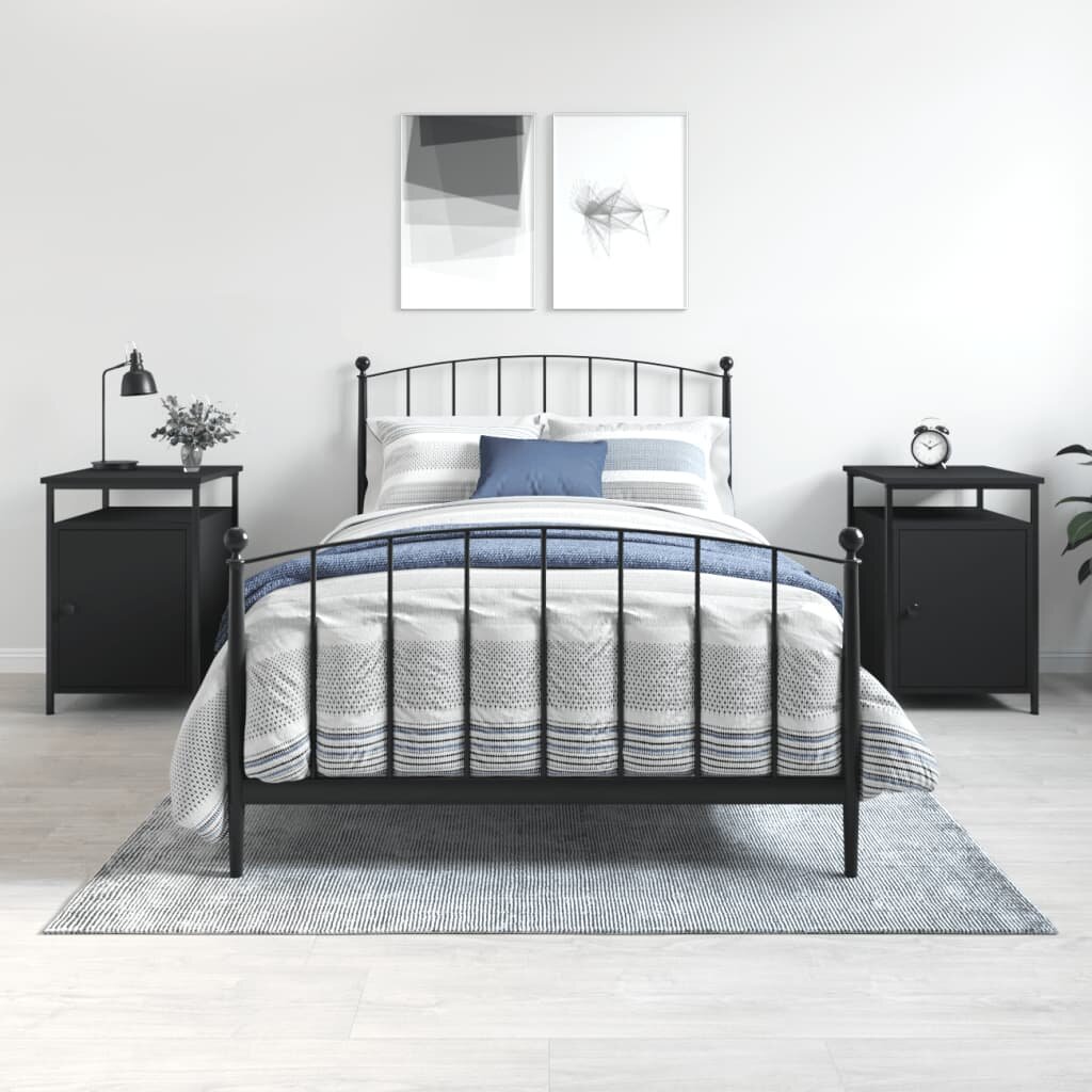 2-ių dalių naktinių spintelių komplektas vidaXL, juodas kaina ir informacija | Spintelės prie lovos | pigu.lt