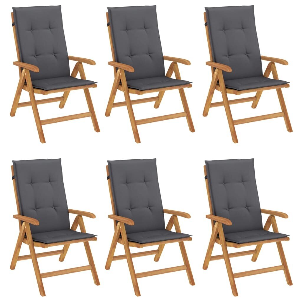 6-ių dalių sodo kėdžių komplektas su pagalvėlėmis vidaXL, rudas kaina ir informacija | Lauko kėdės, foteliai, pufai | pigu.lt