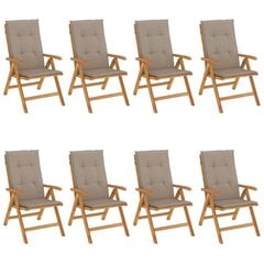 8-ių dalių sodo kėdžių komplektas su pagalvėlėmis vidaXL, rudas kaina ir informacija | Lauko kėdės, foteliai, pufai | pigu.lt