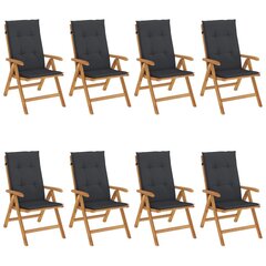 8-ių dalių sodo kėdžių komplektas su pagalvėlėmis vidaXL, rudas kaina ir informacija | Lauko kėdės, foteliai, pufai | pigu.lt