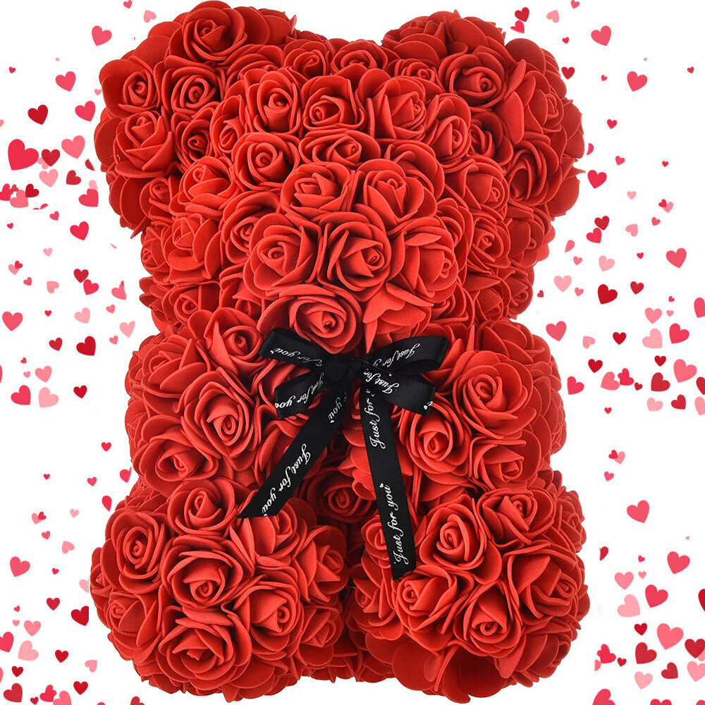 Meškiukas iš rožių, raudonas kaina ir informacija | Kitos originalios dovanos | pigu.lt