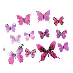 Виниловая наклейка на стену бабочки 12 шт., розовые цена и информация | Интерьерные наклейки | pigu.lt