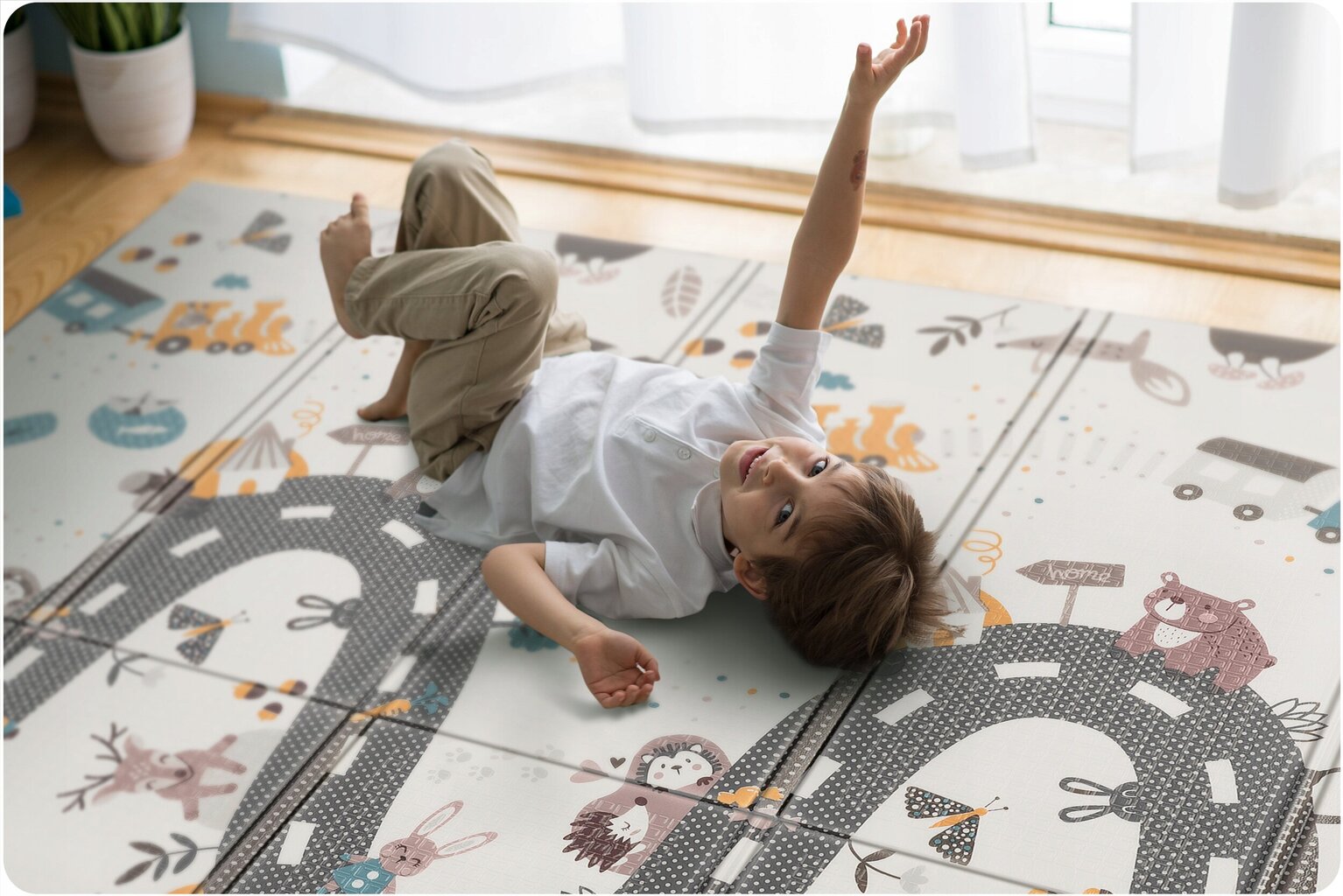 Mokomasis dvipusis putplasčio kilimėlis 200x180x1cm Nukido 734001 цена и информация | Lavinimo kilimėliai | pigu.lt