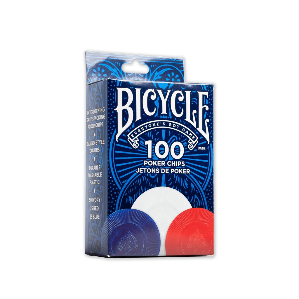 Žetonai Bicycle Plastic Poker Chips, 100 vnt. kaina ir informacija | Azartiniai žaidimai, pokeris | pigu.lt