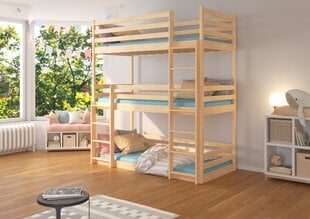 Triaukštė lova Adrk Furniture Tedro, 90x200 cm, ruda kaina ir informacija | Vaikiškos lovos | pigu.lt