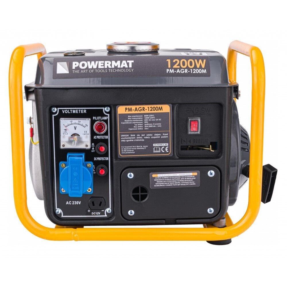 Benzininis elektros generatorius PowerMat PM-AGR-1200M kaina ir informacija | Elektros generatoriai | pigu.lt