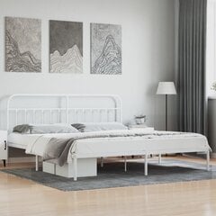Metalinis lovos rėmas su galvūgaliu vidaXL, baltas kaina ir informacija | Lovos | pigu.lt