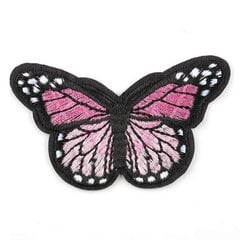 Аппликация пришивная Бабочка вышитая, цвет светло-розовый цена и информация | Аппликации, декорации, наклейки | pigu.lt