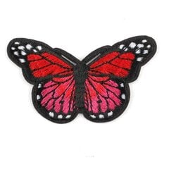 Аппликация пришивная Бабочка вышитая, цвет тёмно-розовый цена и информация | Аппликации, декорации, наклейки | pigu.lt