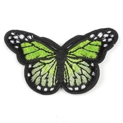 Аппликация пришивная Бабочка вышитая, цвет зеленый синий цена и информация | Аппликации, декорации, наклейки | pigu.lt