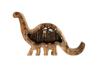 Medinė taupyklė Dinozauras, ruda kaina ir informacija | Originalios taupyklės | pigu.lt