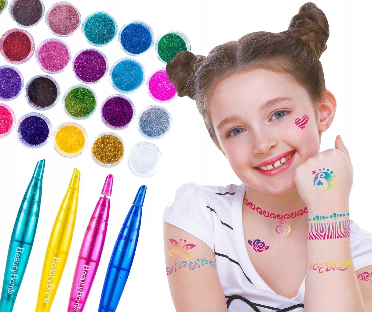 Blizgučių rinkinys Glitter Tattoo Kit kaina ir informacija | Žaislai mergaitėms | pigu.lt