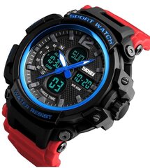 Мужские часы Skmei 1343 Black-Blue-Red Wristband цена и информация | Мужские часы | pigu.lt