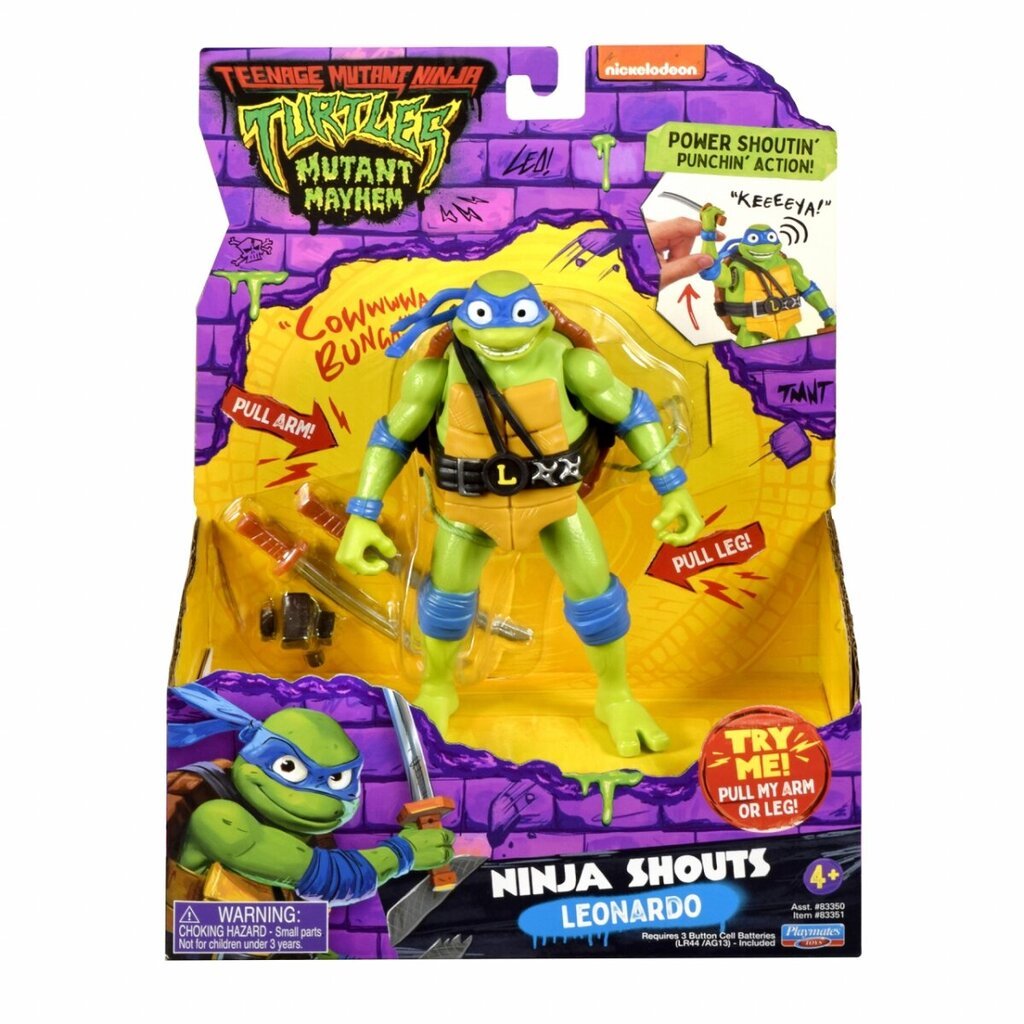 Фигурка Tmnt Черепашки Ниндзя Shouts Leonardo 83351 цена | pigu.lt