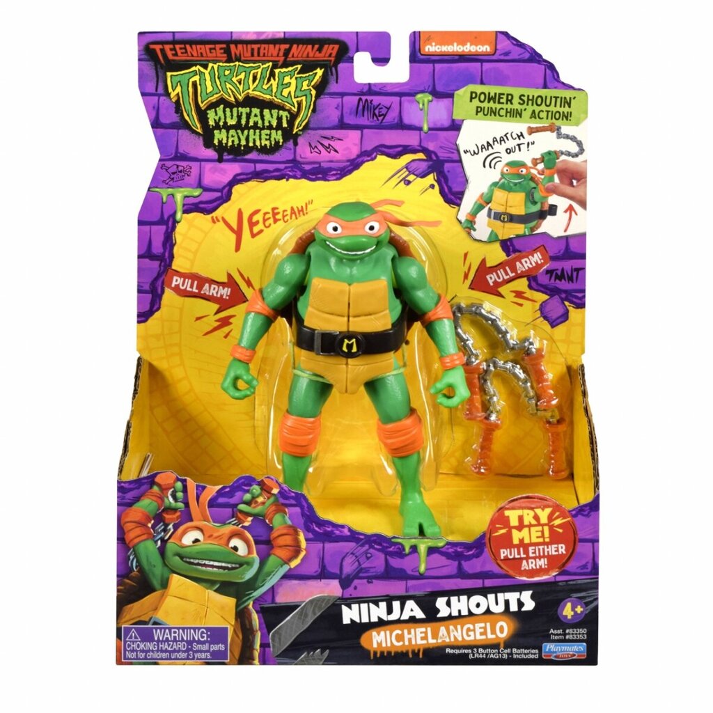 Фигурка Tmnt Черепашки Ниндзя Shouts Michelangelo 83353 цена | pigu.lt