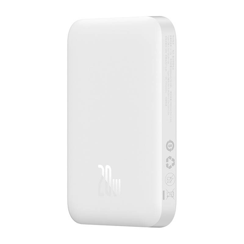 Magnetic Mini Wireless Fast Charge Power Bank Baseus 2022, 6000mAh 20W White kaina ir informacija | Atsarginiai maitinimo šaltiniai (power bank) | pigu.lt