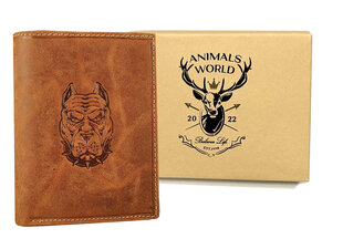 Мужской кошелек из натуральной кожи Animals World, коричневый цена и информация | Мужские кошельки | pigu.lt