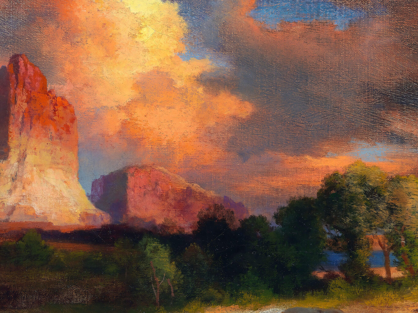 Reprodukcija Saulėlydžio debesis, Žalioji upė, Vajomingas (1917) (Thomas  Moran), 30x40 cm, 30x40 cm цена | pigu.lt