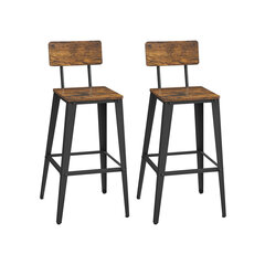 2-ių kėdžių komplektas Vasagle, ruda/juoda kaina ir informacija | Virtuvės ir valgomojo kėdės | pigu.lt