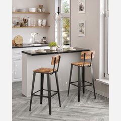 2-ių kėdžių komplektas Vasagle, ruda/juoda kaina ir informacija | Virtuvės ir valgomojo kėdės | pigu.lt