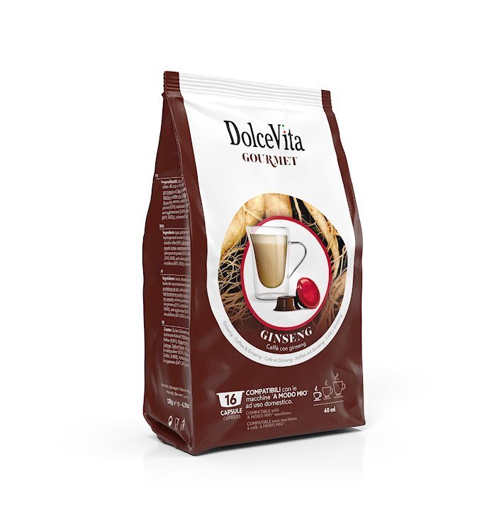 Dolce Vita ženšenio skonio kavos kapsulės Ginseng, 16 vnt. kaina ir informacija | Kava, kakava | pigu.lt