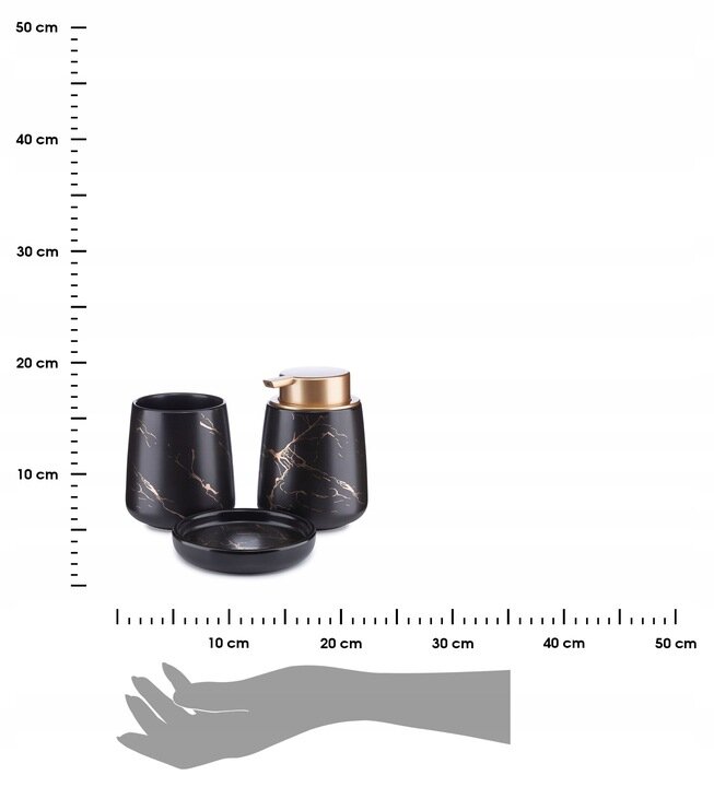 Sally Black Gold vonios komplektas, 3 vnt. kaina ir informacija | Vonios kambario aksesuarai | pigu.lt