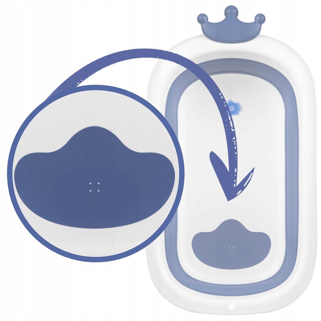 Sulankstoma kūdikių vonelė su pagalve 728001, mėlyna kaina ir informacija | Maudynių priemonės | pigu.lt