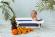 Sulankstoma kūdikių vonelė su pagalve 728001, mėlyna kaina ir informacija | Maudynių priemonės | pigu.lt