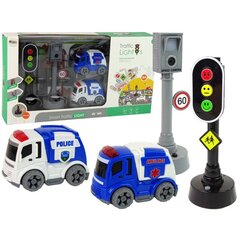 Žaislinių automobilių su šviesoforais ir kelio ženklais rinkinys Lean Toys цена и информация | Игрушки для мальчиков | pigu.lt