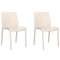 2-jų sodo kėdžių komplektas vidaXL, smėlio spalvos kaina ir informacija | Lauko kėdės, foteliai, pufai | pigu.lt