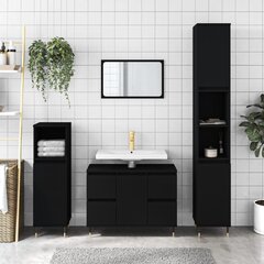 Vonios spintelė vidaXL, juoda цена и информация | Шкафчики для ванной | pigu.lt