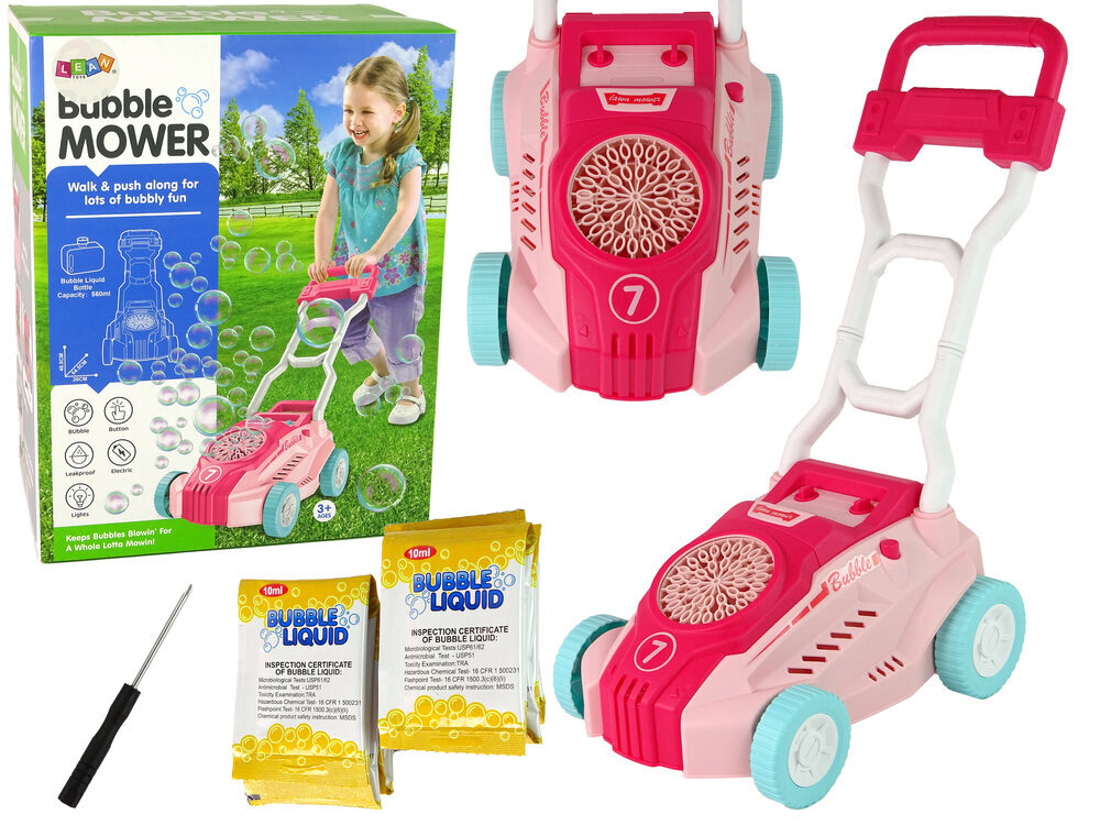 Muilo burbulų žoliapjovė Lean Toys, rožinė kaina ir informacija | Vandens, smėlio ir paplūdimio žaislai | pigu.lt