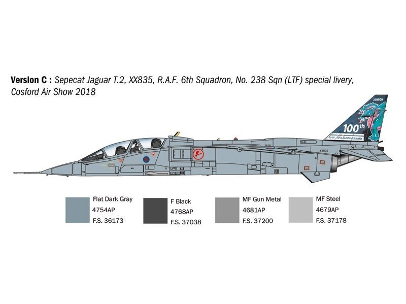 Surenkamas lėktuvo modelis Italeri Jaguar T.2 RAF Trainer kaina ir informacija | Konstruktoriai ir kaladėlės | pigu.lt