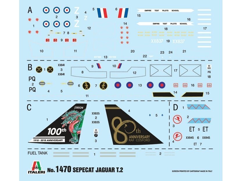 Surenkamas lėktuvo modelis Italeri Jaguar T.2 RAF Trainer kaina ir informacija | Konstruktoriai ir kaladėlės | pigu.lt