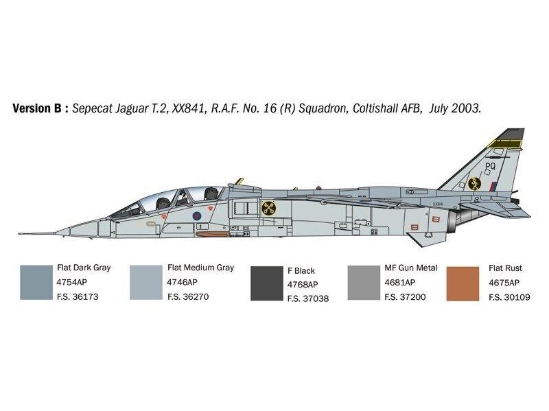 Surenkamas lėktuvo modelis Italeri Jaguar T.2 RAF Trainer цена и информация | Konstruktoriai ir kaladėlės | pigu.lt