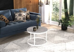Kavos staliukas ADRK Furniture Rinen, 55x55cm, šviesiai pilkas/baltas kaina ir informacija | Kavos staliukai | pigu.lt
