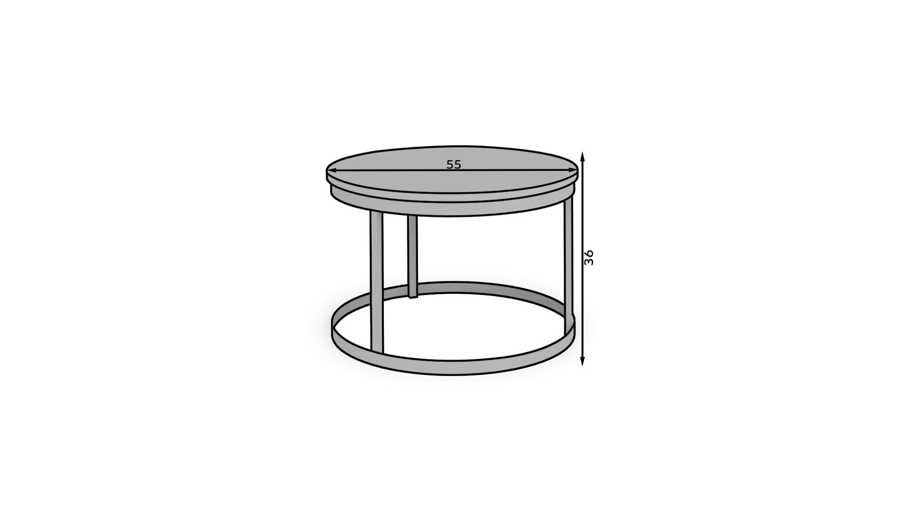 Kavos staliukas ADRK Furniture Rinen, 55x55cm, juodas/baltas kaina ir informacija | Kavos staliukai | pigu.lt