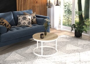 Kavos staliukas ADRK Furniture Rinen, 55x55cm, šviesiai rudas/baltas kaina ir informacija | Kavos staliukai | pigu.lt