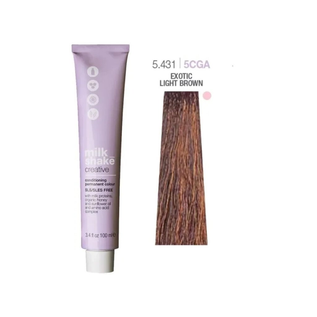 Plaukų dažai Milk Shake Creative Permanent Color 5.431 Exotic Light Brown, 100 ml kaina ir informacija | Plaukų dažai | pigu.lt