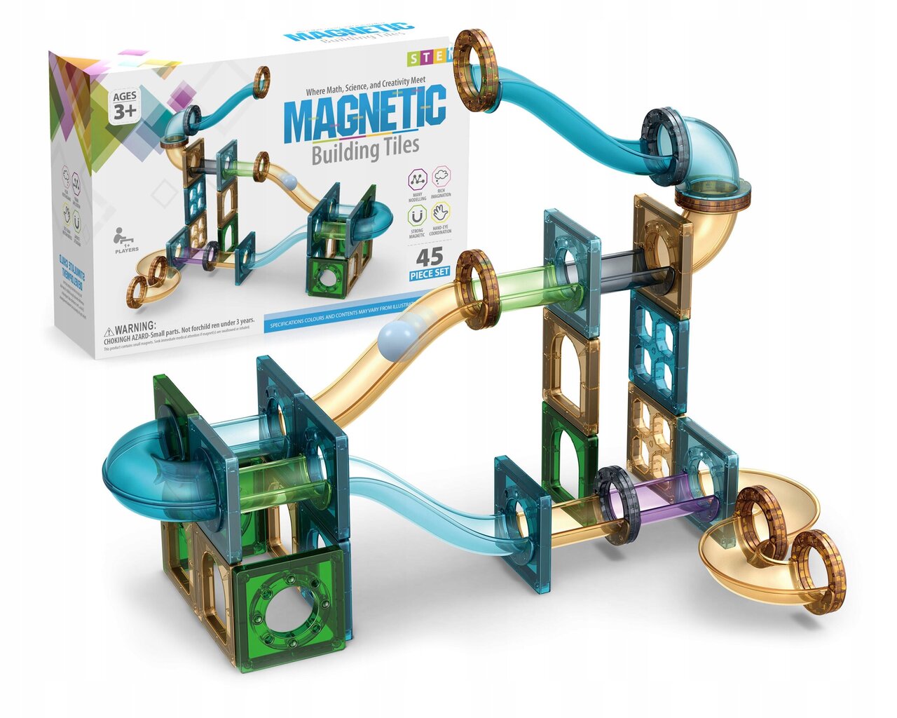 Magnetinių plokščių rinkinys Magnetic, 45 vnt. цена и информация | Konstruktoriai ir kaladėlės | pigu.lt