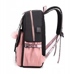 Mokyklinė kuprinė su spyna Bergens 4, rožinė/juoda цена и информация | Школьные рюкзаки, спортивные сумки | pigu.lt