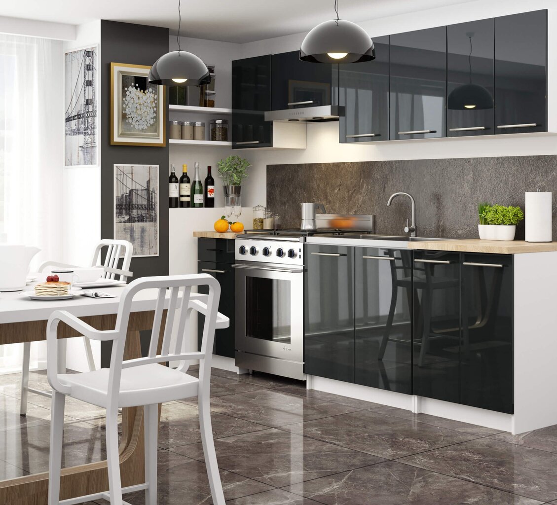 Virtuvinė spintelė Akord Oliwia S90, balta/pilka kaina ir informacija | Virtuvinės spintelės | pigu.lt