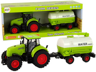 Traktorius su priekaba Lean toys, baltas/žalias kaina ir informacija | Žaislai berniukams | pigu.lt