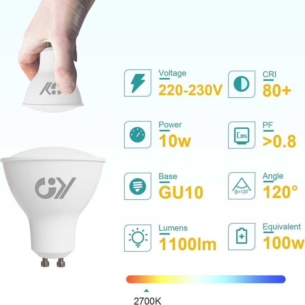 Elektros lemputė LED GY, GU10, 1100 lm, 12vnt цена и информация | Elektros lemputės | pigu.lt