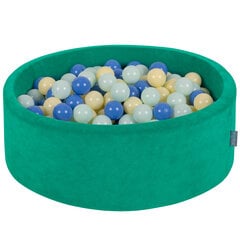 KiddyMoon Мягкая яма для мячей круглая 90X30 см/200 мячей, бархатный бассейн для детских игр с мячами из пенопласта, сделано в ЕС, зеленый агава:темная бирюза/пастельный беж/серо-зеленый/лососево-розо цена и информация | Игрушки для малышей | pigu.lt