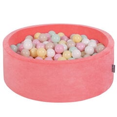 KiddyMoon Мягкая яма для мячей круглая 90X30см/300 мячей, пенопластовый бархатный бассейн для детских игр, сделано в ЕС, арбузно-розовый:детский голубой/светло-розовый/жемчужный цена и информация | Игрушки для малышей | pigu.lt
