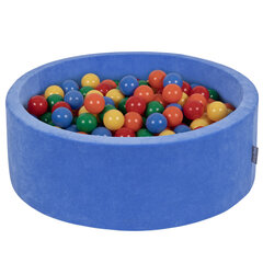 KiddyMoon Мягкая яма для мячей круглая 90X30 см/200 мячей, пенопластовый бархатный бассейн для детских игр с мячами, сделано в ЕС, голубой:голубой/светло-розовый/жемчужный цена и информация | Игрушки для малышей | pigu.lt